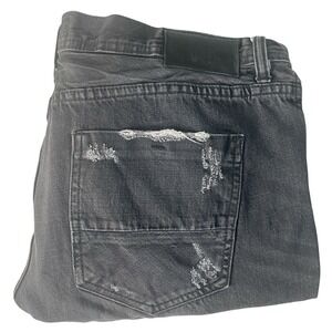AKOO Jeans‎ Mens 38x32 Black Denim Distressed Streetwear Hip Hop Pants Y2K